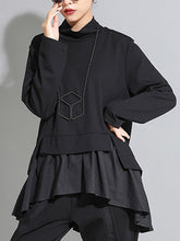 Women High Collar Solid Color Casual Shirt